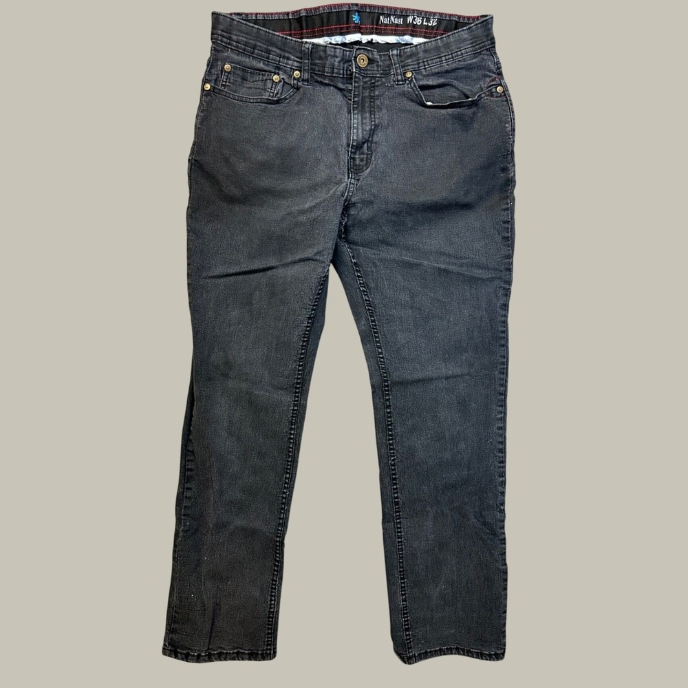 Nat Nast Jeans Mens 36x32 Gray Straight Leg Luxury Originals Denim Stretch Work